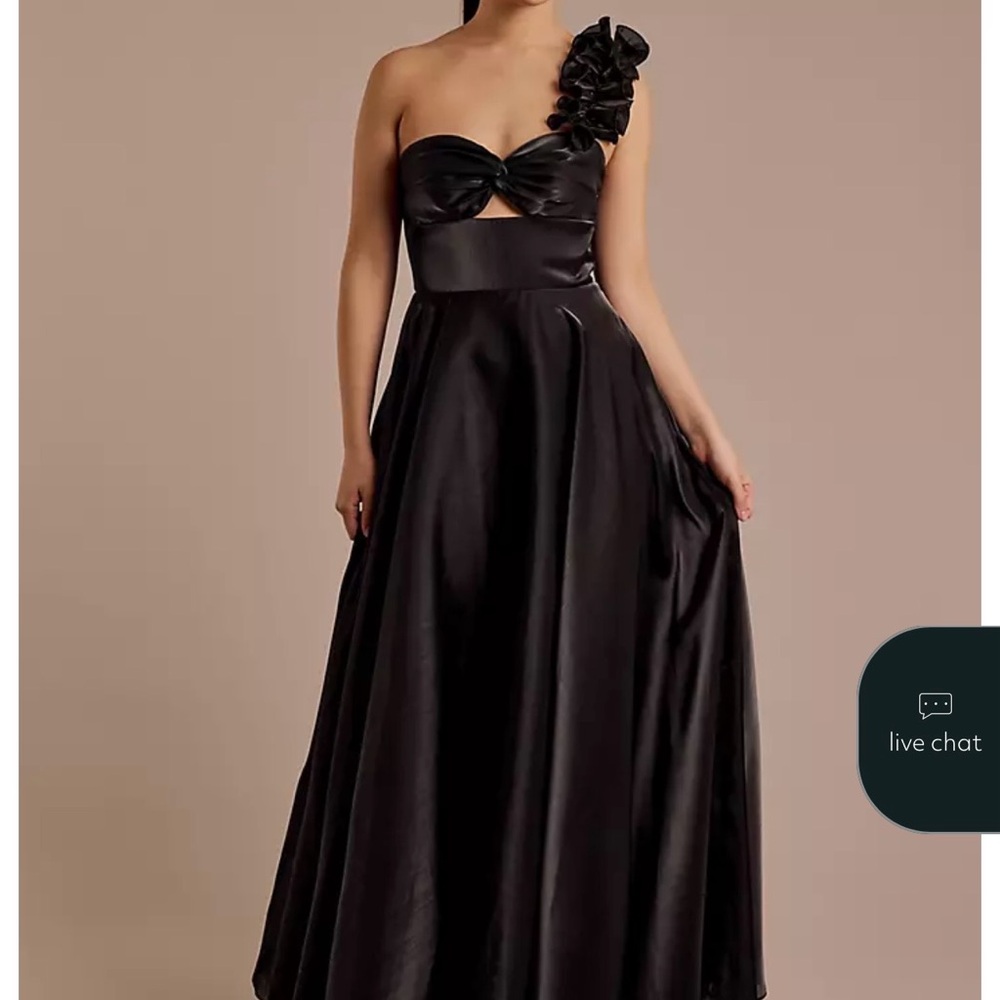 David's Bridal Black One-Shoulder Gown